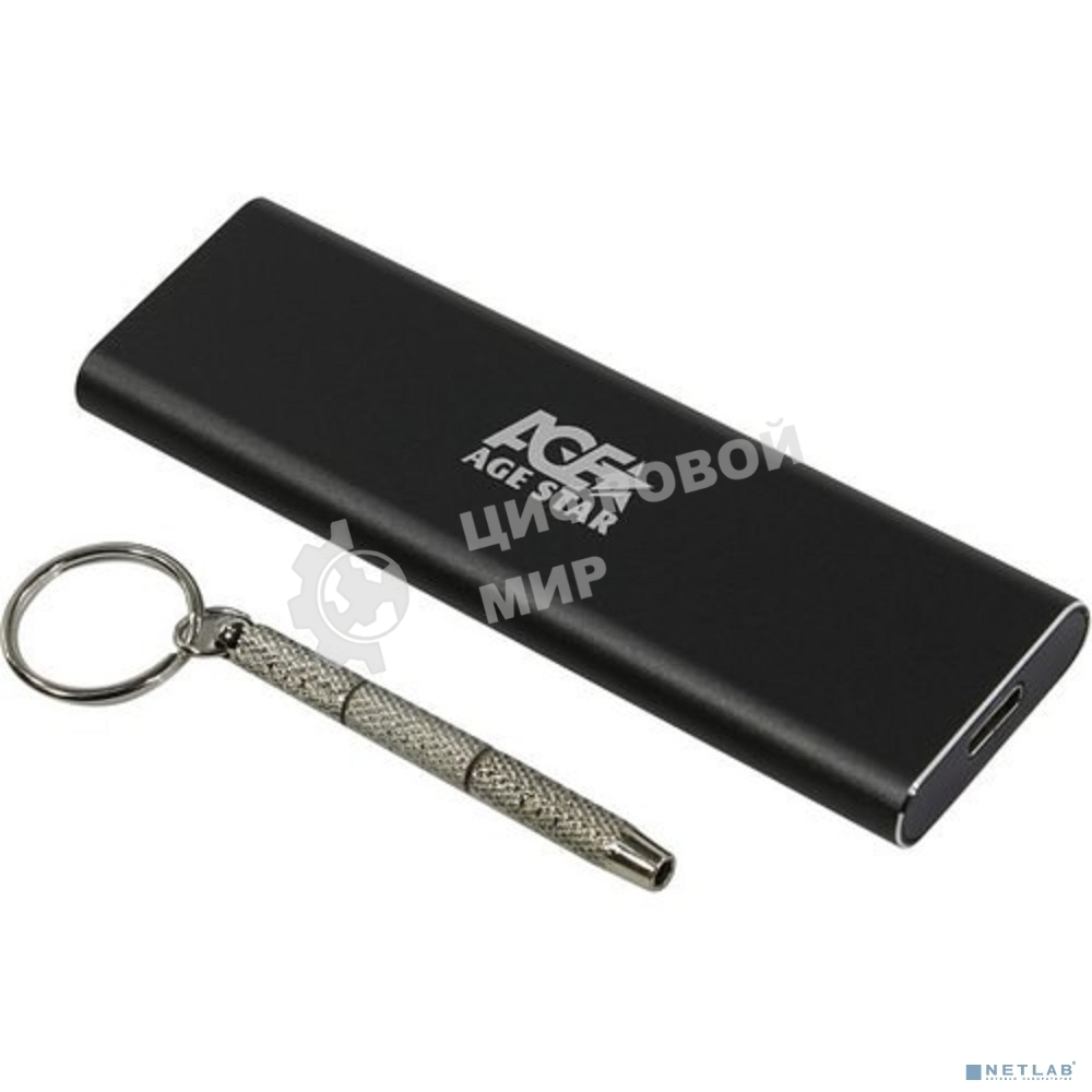 Внешний корпус USB 3.1 Type-C M.2 NVME (M-key) AgeStar 31UBNV1C (GRAY), алюминий, черный