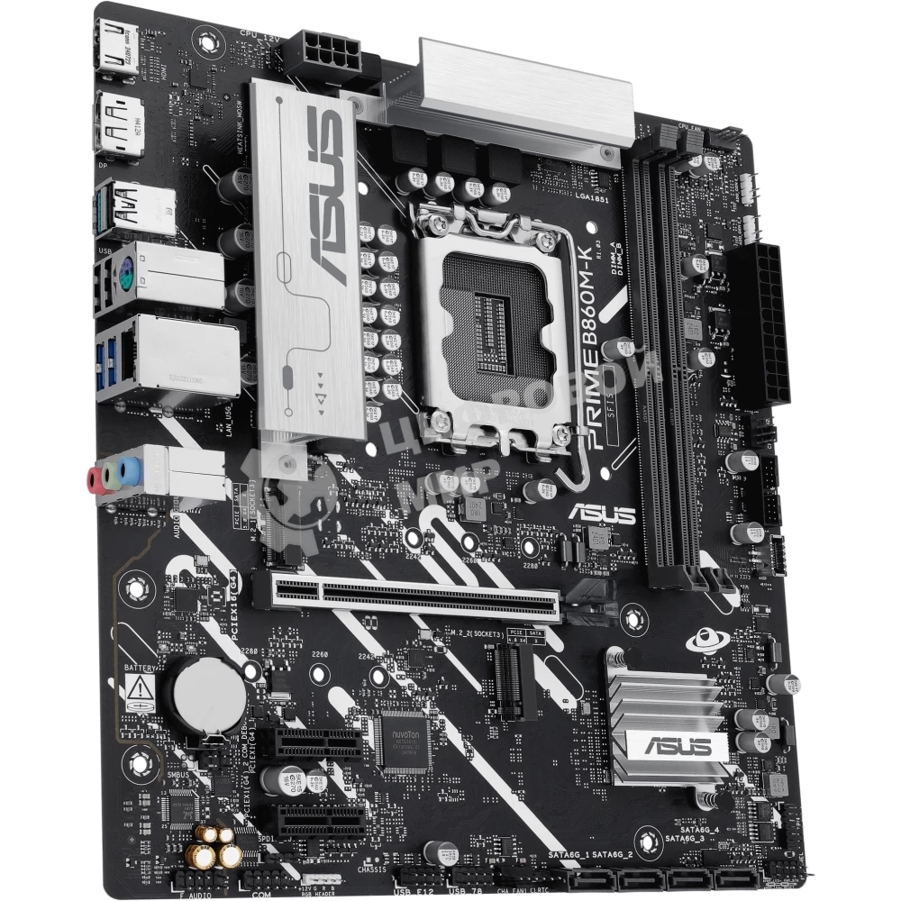 Материнская плата ASUS PRIME B860M-K, LGA 1851, Intel B860, 2xDDR5, 4xSATA, 2xM.2, 1xPCIe 4.0 x16, 2xPCIe 4.0 x1, 1xHDMI, 1xDP, 1x 2.5Gb LAN, 1xUSB-A 10Gbps, 3xUSB-A 5Gbps, 3xUSB-A 2.0, 3x3.5 мм, 7.1, mATX