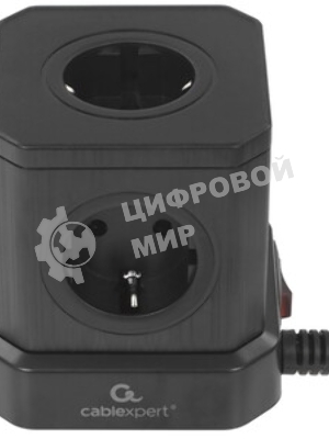 Сетевой фильтр Cablexpert Tower, TWR-5-U4-B-2, 5 р, 10А, 4хUSB, 3.1А, 2 м, ур.защиты 4+, черный, коробка