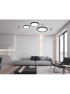 Светильник светодиодный ультратонкий Ambrella light FZ1906 BK черный IP54 26W 3000K-6500K CCT-переключатель D370*25 (Без ПДУ)