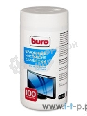 Чистящие средства Buro BU-TSCRL 817440 Туба с чистящими салфетками, для экранов и оптики, 100 шт.