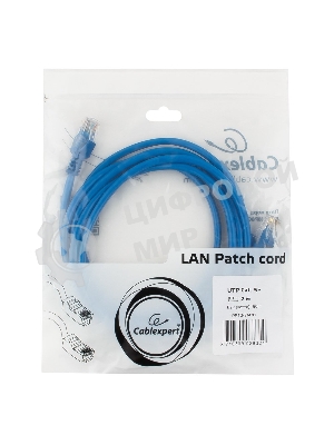 Патч-корд UTP Cablexpert cat.5e, 2м, литой, многожильный, синий