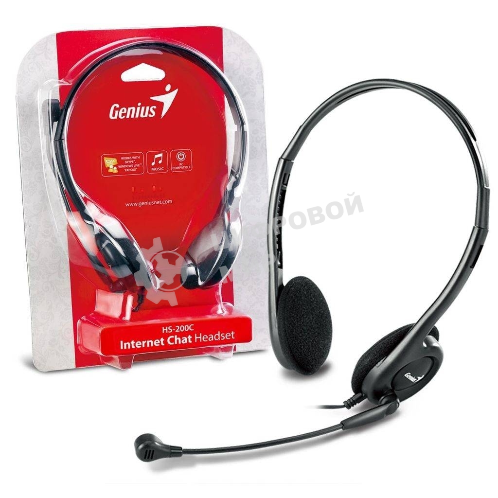Гарнитура проводная с микрофоном Genius HS-200C черный
