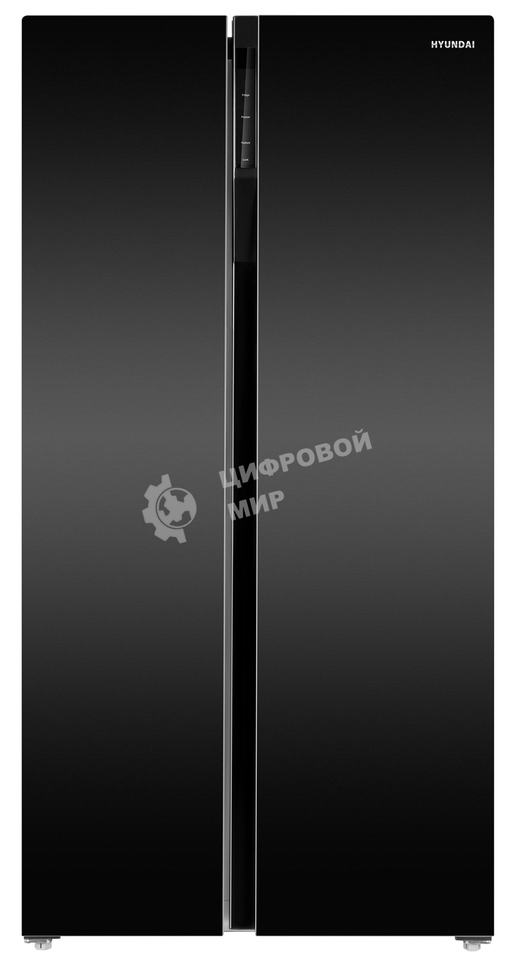 Холодильник Hyundai CS6503FV черное стекло двухкамерный инвертер 407/205л морозилка сбоку