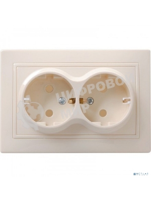 Розетка 2-м ОП Октава 16А РСш22-3-ОКм защ. шторки с заземл. IP20 крем. IEK ERO24-K33-16-DC