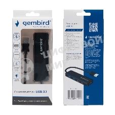Разветвитель USB3.1 Gembird UHB-C415, 2хUSB, 2хType-C, с доп.питанием (порт Type-C), кабель USB 19см