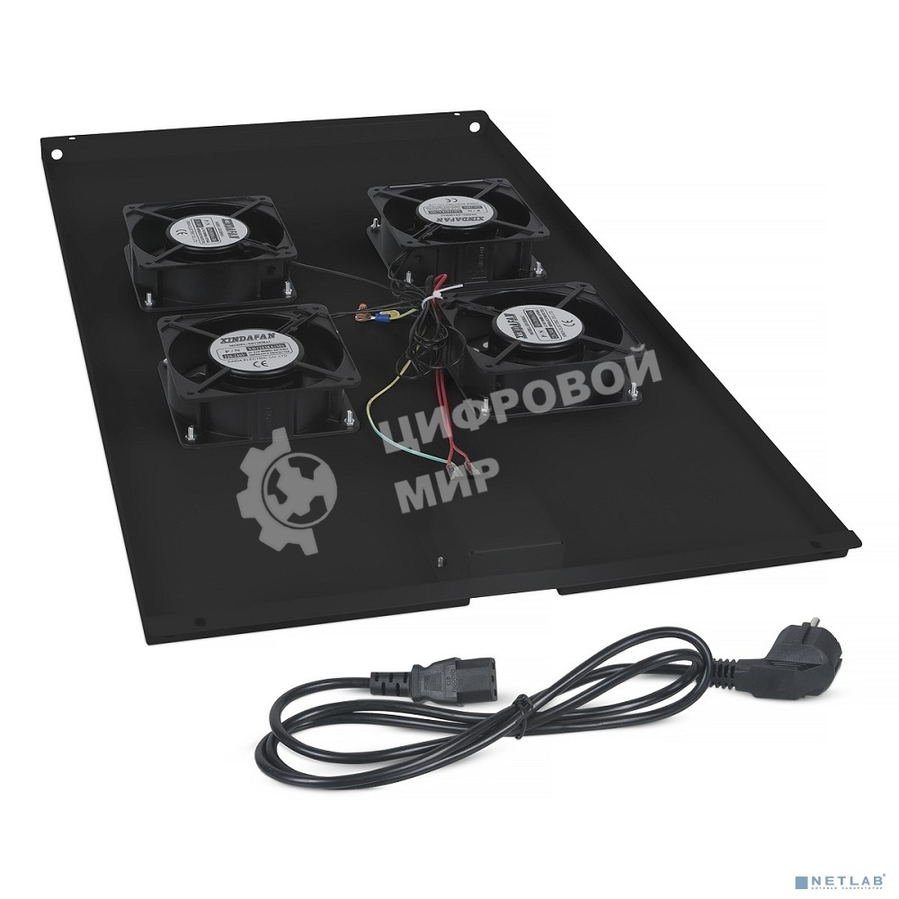 Вентиляторный модуль Cabeus, 1U, 40х417х715 мм (ВхШхГ), вентиляторов: 4, поток: 600 м3/ч, в напольные шкафы серии SH-05C глубиной 1000мм, черный