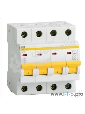 Выключатель автоматический IEK MVA20-4-020-C ВА47-29 4Р 20А 4,5кА х-ка С IEK