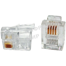 Коннектор телефонный RJ11, 4P4C, 100 шт.