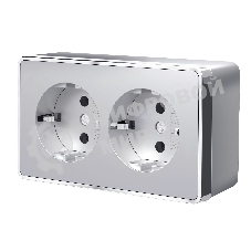 Розетка двойная с заземлением Werkel Gallant (серебряный) W5072106