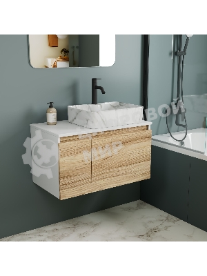 Комплект: тумба Bau Dream Blackwood 80, раковина прямоугольная BAU Cerama 48х37, мрамор, смеситель Hotel Dream Black, черный матовый