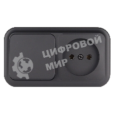 Блок Bylectrica Блок (1 выкл. + роз) ОУ серия ПРАЛЕСКА, (В-РЦ-521 черный матовый)
