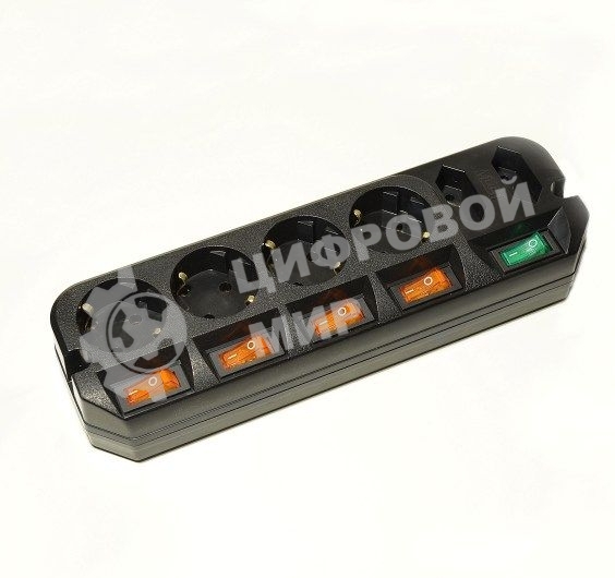 Сетевой удлинитель Most A10 1.6м (6 розеток) черный (пакет ПЭ)