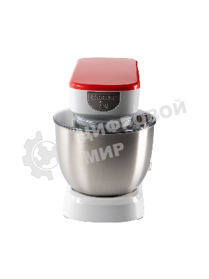 Миксер стационарный Endever Sigma-25, 1000 Вт., планетарный, многофункциональный, стальная чаша 3,5 л., регулировка скорости, белый/красный