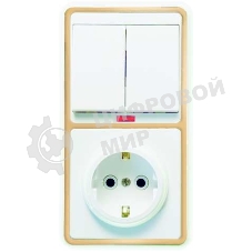 Блок Кунцево-Электро БКВР-055 Бэлла (2-кл. выкл. с инд. + розетка с заземл.) зол.