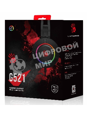 Гарнитура Bloody G521 чёрный, проводная, USB