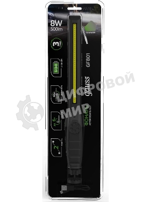 Фонарь автомобильный модель Gauss GFL801 8W 500Lm Li-ion 2100mAh диммируемый LED 1/12/24