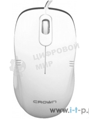 Мышь проводная Crown CMM-502 белый, 1000 dpi, USB, кнопки - 3