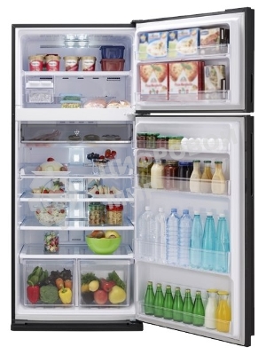 Холодильник Sharp SJ-XE55PMBK черный двухкамерный 388/148л морозилка сверху, No Frost