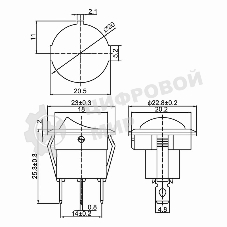 Выключатель клавишный Rexant круглый 250V 6А (3с) ON-OFF синий с подсветкой