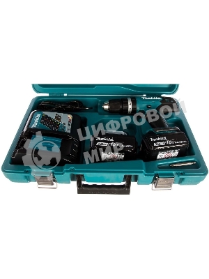 Дрель-шуруповерт Makita DHP453RFE, 18 В, 3 Ач, 42 Нм, щеточный