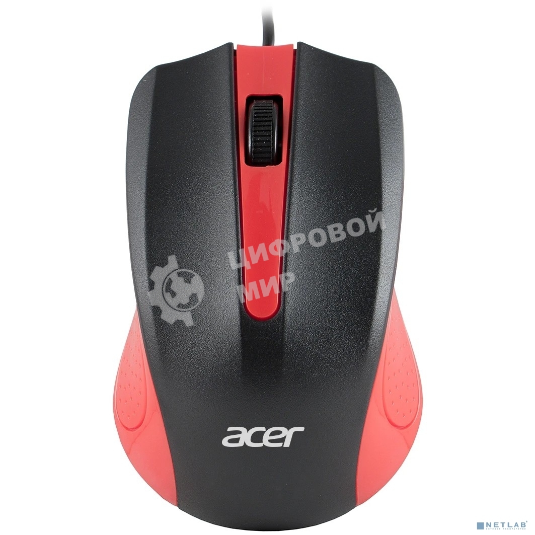 Мышь проводная Acer OMW012 черный/красный, 1200 dpi, USB, кнопки - 3