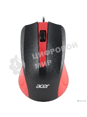 Мышь проводная Acer OMW012 черный/красный, 1200 dpi, USB, кнопки - 3