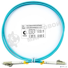 Коммутационный шнур оптический Cabeus Tight Buffer, Duplex LC/LC, OM3 50/125, LSZH, 1м, d= 3мм, серый хвостовик, аква