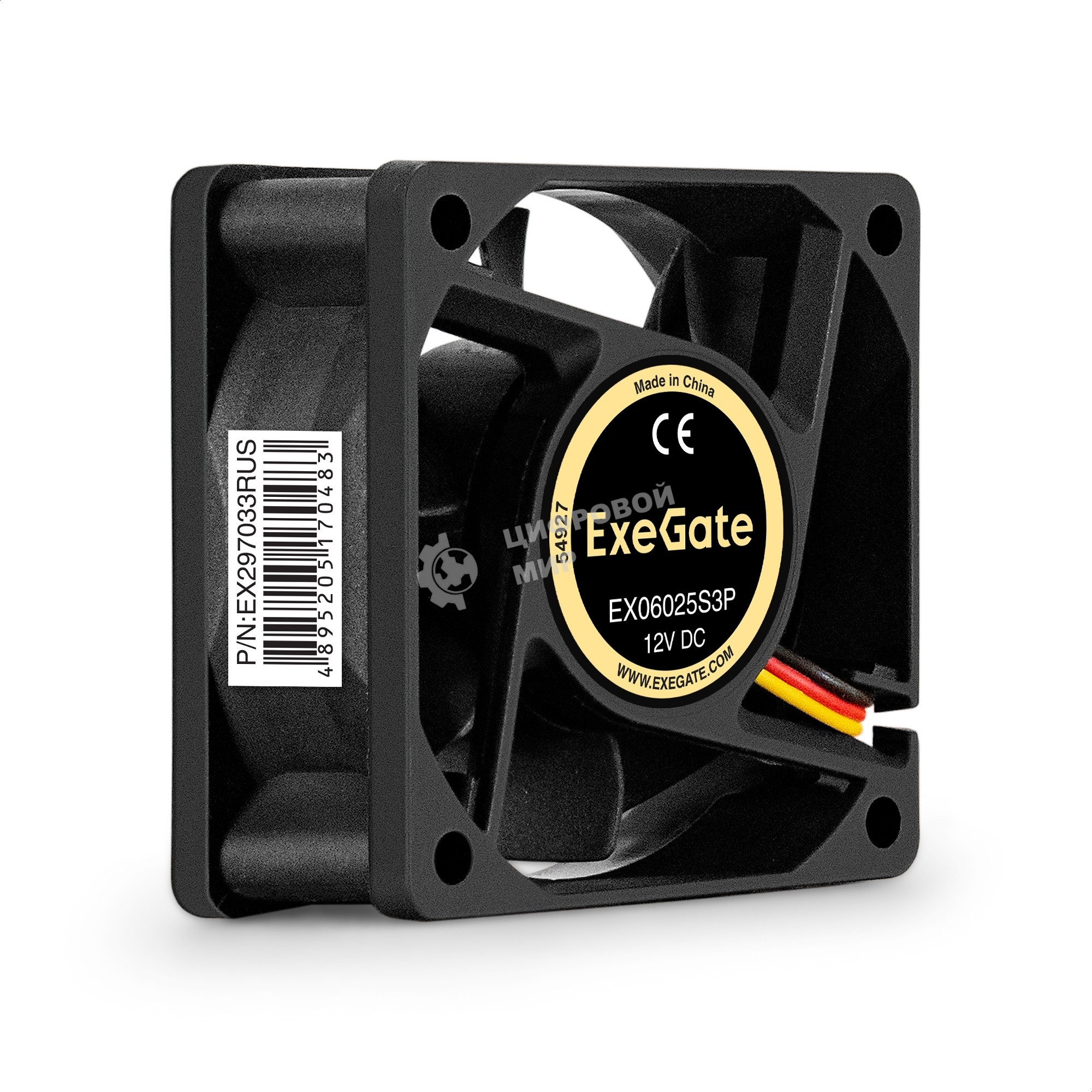 Вентилятор для корпуса ExeGate EX06025S3P черный, 60 мм, 3500 об/мин, 24 дБ, 3 pin