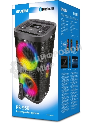 Мобильные колонки SVEN PS-950 2.0 черные 2x80 W Bluetooth
