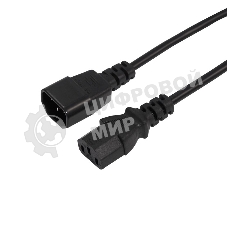 Шнур сетевой Rexant евроразъем C13 - евроразъем C14, кабель 3x0,75 мм², длина 1,5 метра (PE пакет)