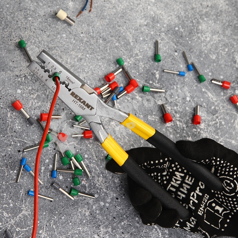 Пресс-клещи Rexant для обжима втулочных наконечников 0,5-16 мм² (HT-16M)