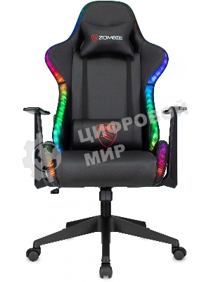 Кресло ZOMBIE GAME RGB черный, экокожа, 120 кг, подголовник, механизм качания