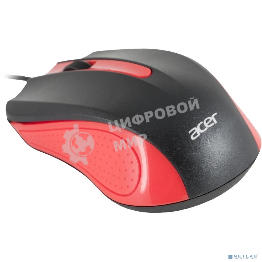 Мышь проводная Acer OMW012 черный/красный, 1200 dpi, USB, кнопки - 3