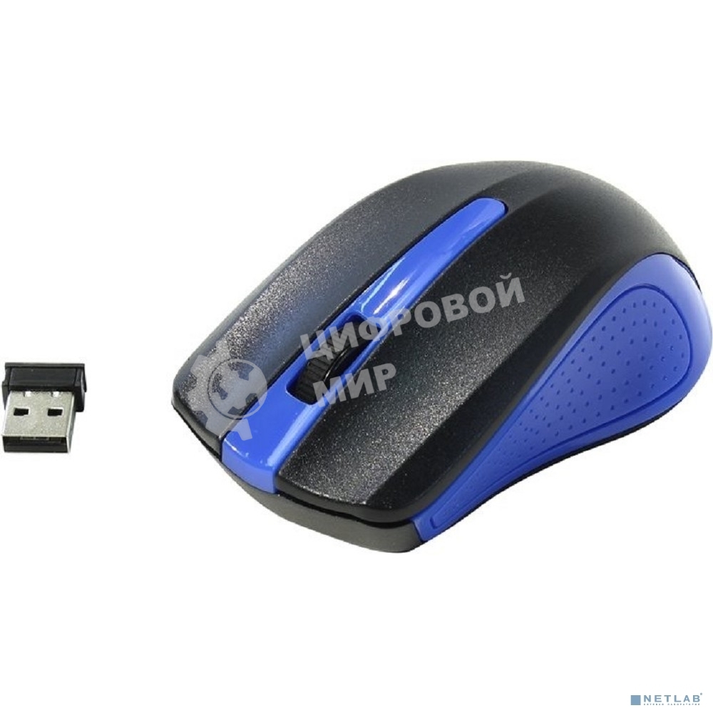 Мышь беспроводная Oklick 485MW черный/синий, 1200 dpi, радиоканал, USB, кнопки - 3