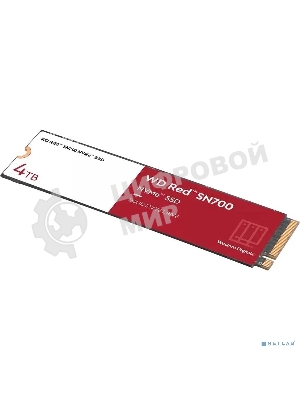 Накопитель SSD WD Red SN700 WDS400T1R0C, 4Tb, PCIe 3.0 x4, M.2 2280, NVMe, R/W 3400/3100