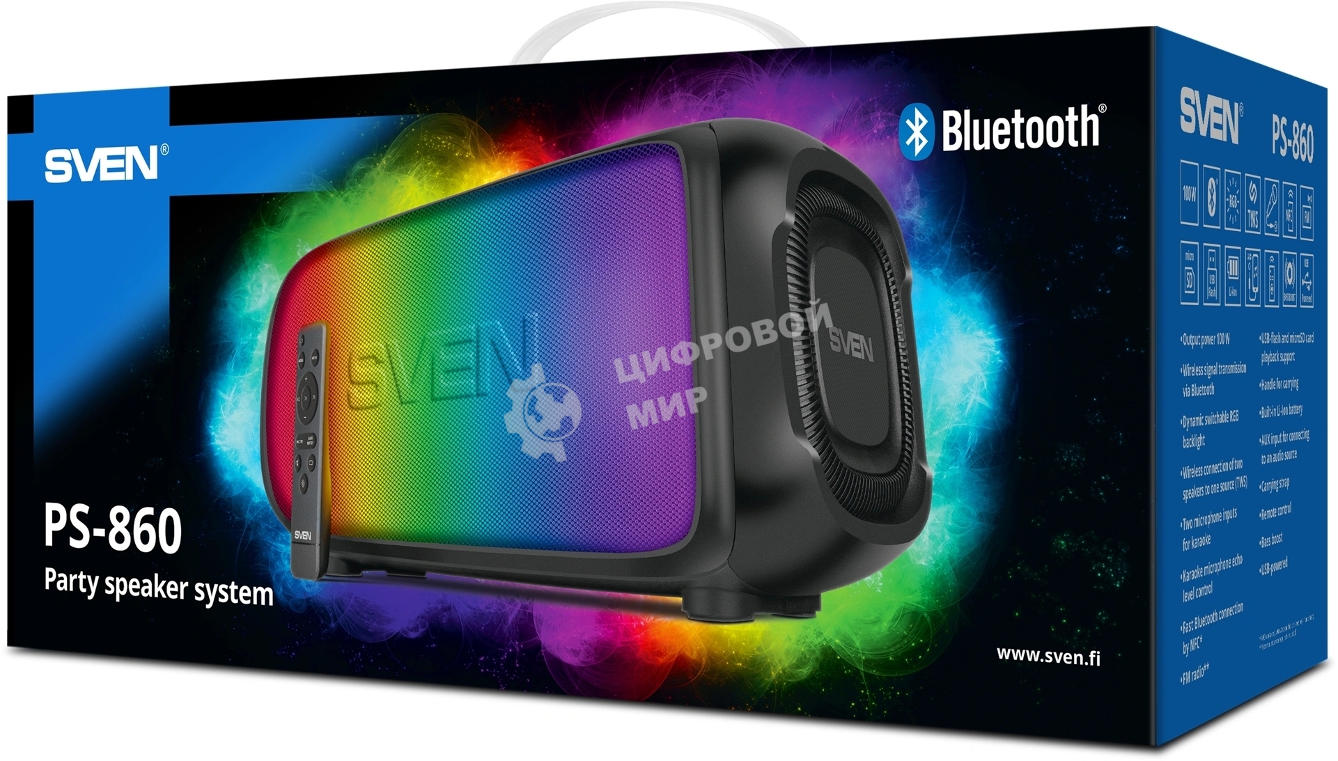 Портативная колонка Sven PS-860 черный 100W 1.0 BT/3.5Jack 5400mAh (SV-022518)