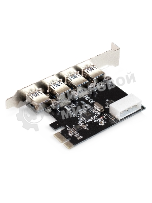 Контроллер ExeGate EXE-314 v2.0 (PCI-E x1 v2.0, 4хUSB 3.0 ext., разъем доп.питания Molex, VIA Labs Chipset VL805)