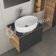 Комплект для ванной, 4 предмета (тумба Bau 60, графит + раковина BAU Nimb 50х36 + смеситель Hotel Still, выпуск клик-клак, черный)