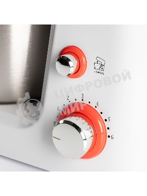 Миксер стационарный Endever Sigma-25, 1000 Вт., планетарный, многофункциональный, стальная чаша 3,5 л., регулировка скорости, белый/красный