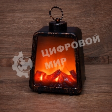 Светодиодный камин Neon-night Лофт с эффектом живого огня 17х10х24,5 см, 3хС (не в комплекте) и USB (в комплекте)
