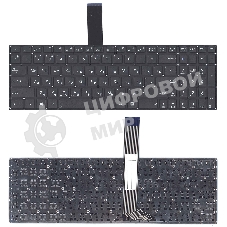 Клавиатура для ноутбука Asus K56 черная без рамки, плоский Enter