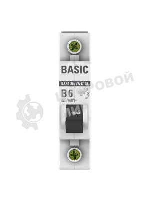 Выключатель автоматический модульный 1п B 6А 4.5кА ВА 47-29 Basic EKF mcb4729-1-06-B