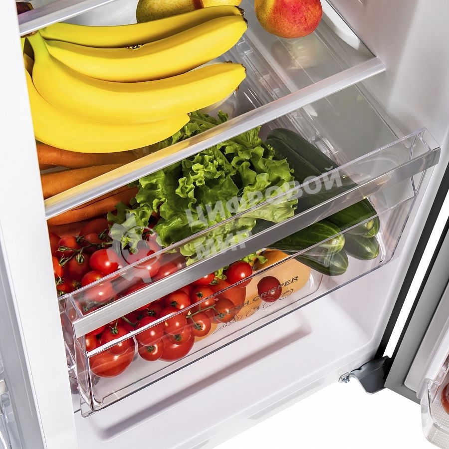 Холодильник Maunfeld MFF177NFSB черный глянц. двухкамерный 263/170л морозилка сбоку, No Frost, Side by Side