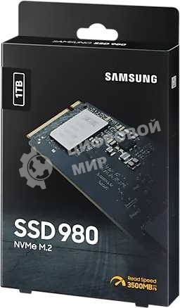 Накопитель SSD Samsung 980, 1000Gb, PCIe 3.0 x4, M.2 2280, NVMe, R/W 3500/3000