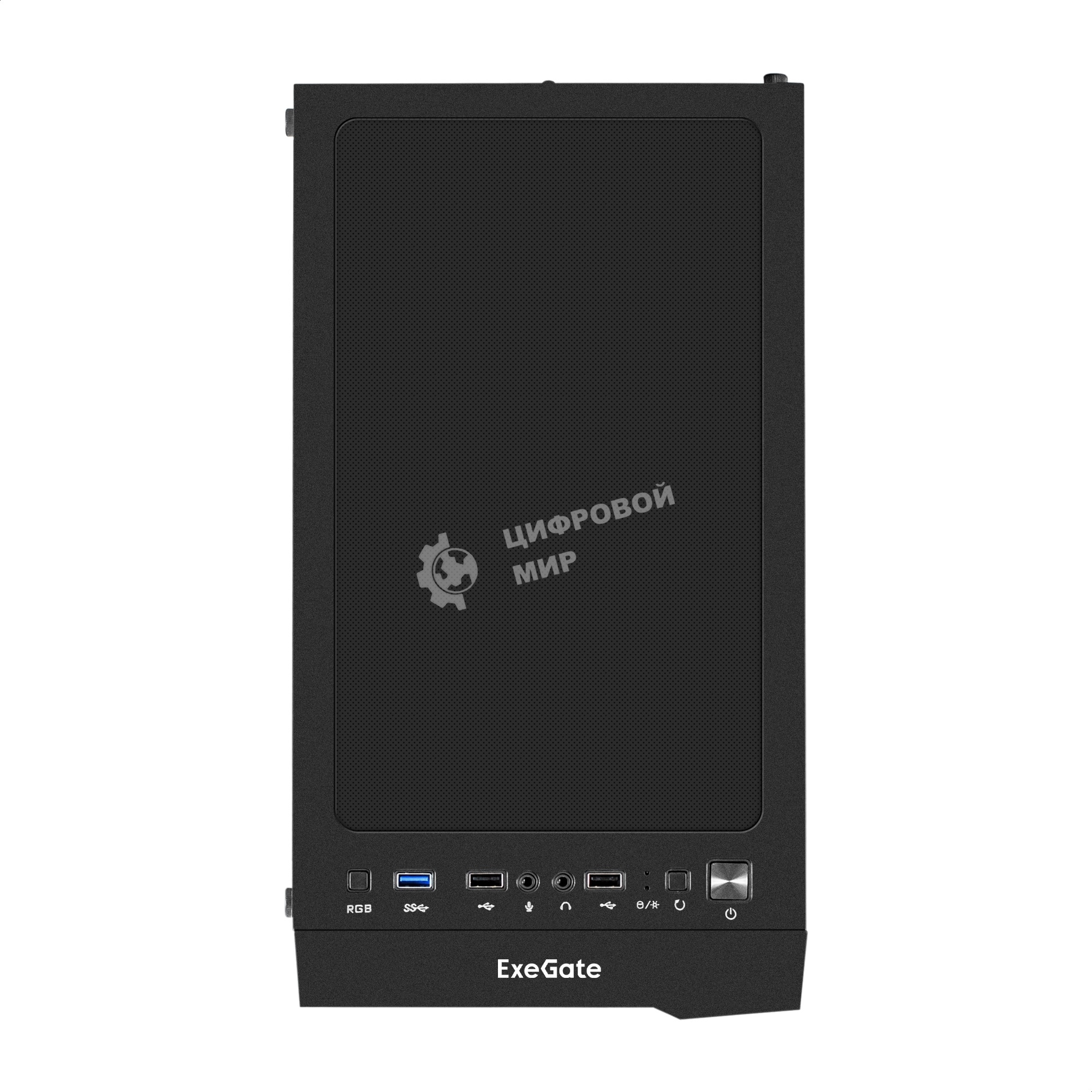 Компьютерный корпус Miditower ExeGate EVO-9211-EVO800 (ATX, БП EVO800RGb с вент. 12см, с окном, 2хUSB+1хUSB3.0, HD аудио, черный, 1 вент. с RGb подсветкой)