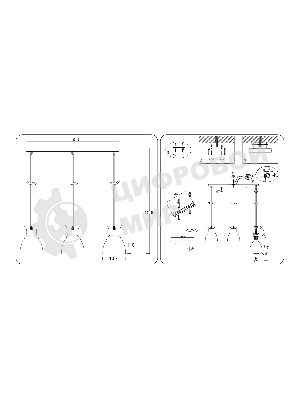 Светильник Ambrella light TR8466/3 WH/FGD белый/золото E27/3 max 60W 550*135*1000