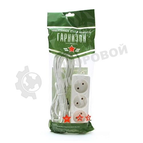 Удлинитель Гарнизон EL-E3-W-5, 3 розетки допустимый ток 6А, длина 5 м