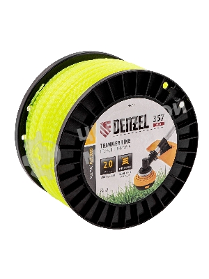 Леска для триммера Denzel витой квадрат, 2,0мм х 357м, на DIN катушке FLEX CORD