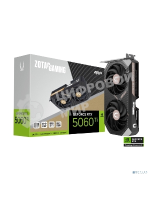 Видеокарта Zotac RTX 5060Ti AMP 8Gb GDDR7 128bit 3xDP HDMI 2FAN MEDIUM PACK